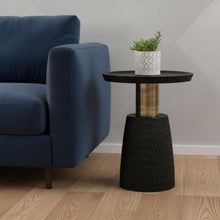 Load image into Gallery viewer, Metal Round End Table - Black / Gold