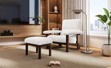 Load image into Gallery viewer, Modern Accent Chair With Ottoman, Mid Century Lounge Chair With Footrest, Comfy Fabric Armchair Upholstered Set With Solid Wood Frame For Living Room - White