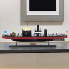 Load image into Gallery viewer, Hand Painted 1862 USS Monitor Model Boat - Black / Red