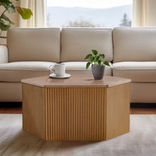 Load image into Gallery viewer, Hexagon Coffee Table With Fluted Design - Natural