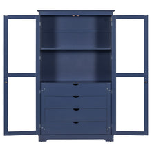 Load image into Gallery viewer, Kitchen Pantry, Freestanding Kitchen Storage Cabinet Display Cabinet With Glass Doors And 4 Built In Drawers For Living Room, Home Office - Blue