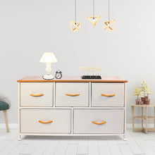 Load image into Gallery viewer, Fabric Chest With Two Shelves And Five Drawers - White And Natural