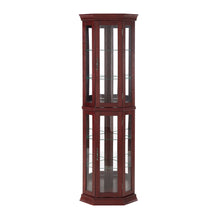 Load image into Gallery viewer, Corner Curio Cabinet With Lights, Adjustable Tempered Glass Shelves, Mirrored Back, Display Cabinet (E26 Light Bulb Not Included)