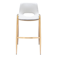 Load image into Gallery viewer, 30" Faux Leather And Steel Low Back Bar Height Bar Chairs (Set of 2) - White / Gold