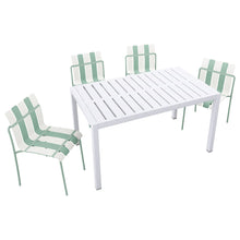 Load image into Gallery viewer, 4 Piece Set Of Modern Color Block Designed Single Chairs With Long Table