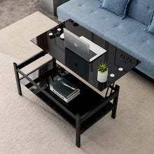 Load image into Gallery viewer, Glass Lift Top Coffee Table, Modern Simple 2-Layer Tempered Glass Coffee Table For Living Room - Black