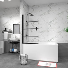 Load image into Gallery viewer, Bathtub Screen Panel Shower Door 180° Pivot - Black