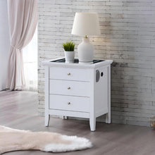 Load image into Gallery viewer, Hammond - Smart 3 Drawer Nightstand With USB Charging And Integrated Speakers - White
