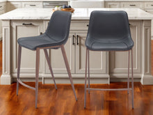 Load image into Gallery viewer, 26" Faux Leather And Steel Counter Height Bar Chairs (Set of 2) - Black / Brown