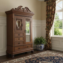 Load image into Gallery viewer, Reclaimed Wood Carved Scrollwork Accent Cabinet With Two Doors Four Drawers - Brown