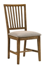Load image into Gallery viewer, Upholstered Linen Slat Back Dining Side Chairs (Set of 2) - Tan / Oak