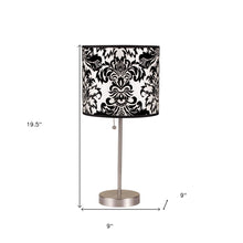 Load image into Gallery viewer, Metal Table Lamp With Black And White Classic Drum Shade - Silver