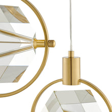 Load image into Gallery viewer, Geometric Three Light Dimmable Metal Chandelier With Clear Shades - Gold