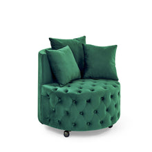 Load image into Gallery viewer, Modern Upholstered Swivel Chair With Button Tufted Design And Movable Wheels