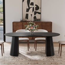 Load image into Gallery viewer, Wooden Double Pedestal Base Oval Dining Table - Black