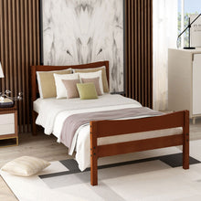Load image into Gallery viewer, Twin Size Platform Bed With Headboard And Wooden Slat Support