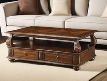Load image into Gallery viewer, Solid Wood Coffee Table With Two Drawers And Shelf - Dark Brown