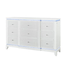 Load image into Gallery viewer, 62" Faux Crystal Glitter Wood Lighted Nine Drawer Triple Dresser - White