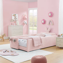 Load image into Gallery viewer, Cute Rabbit Ear Upholstered Platform Bed Frame With Safety Rail