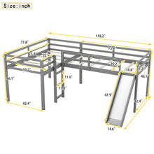 Load image into Gallery viewer, L Shaped Loft Bed With Ladder And Slide