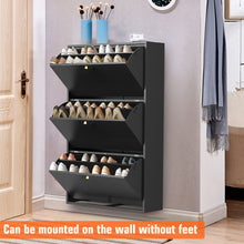 Load image into Gallery viewer, 3 Drawer All Steel Shoe Cabinet, Freestanding Storage Organizer With Flip Door