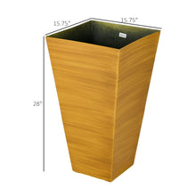 Load image into Gallery viewer, Outsunny - Outdoor Planters (Set of 3) Large Taper Planters With Drainage Holes And Plug, Faux Wood Plastic Flower Pots For Outdoor, Indoor, Garden, Patio