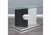 Load image into Gallery viewer, 36" Glass And Stainless Steel Double Pedestal Base Dining Table - Gray