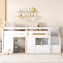 Load image into Gallery viewer, Low Loft Bed With Stair, Drawer, And Shelf