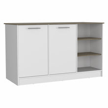 Load image into Gallery viewer, 59" Island For Kitchen With Storage - Brown / White