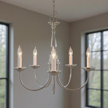 Load image into Gallery viewer, 15" Five Light Metal Dimmable Chandelier With Shades - Nickel