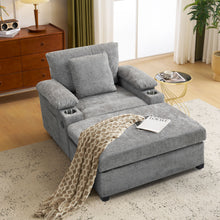 Load image into Gallery viewer, Modern Oversized Chair With Ottoman, Cupholders And USB Charging Ports