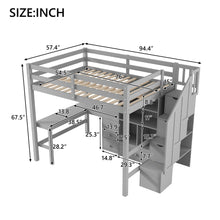Load image into Gallery viewer, Loft Bed & L Shaped Desk, Drawers, Cabinet, And Storage Staircase
