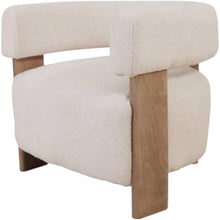 Load image into Gallery viewer, 31" Boucle And Solid Wood Arm Chair - White / Brown