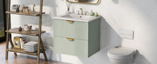 Load image into Gallery viewer, Modern Wall-Mounted Bathroom Vanity With 2 Drawers, Ideal For Small Bathrooms - Green