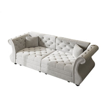Load image into Gallery viewer, Oversized Chesterfield Pull Out Sofa Bed, Roll Arm Couch With Flower Tufting For Living Room