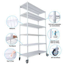 Load image into Gallery viewer, 6 Tier 6000Lbs Capacity Nsf Metal Shelf Wire Shelving Unit, Heavy Duty Adjustable Storage Rack With Wheels & Shelf Liners For Commercial Grade Utility Steel Storage Rack