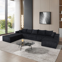 Load image into Gallery viewer, Luxury 8 Piece Modular U Shaped Sectional Sofa With Oversized Chaise Lounge And Bed Corduroy Upholstery