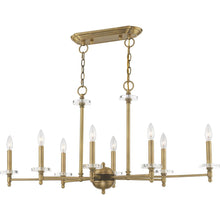 Load image into Gallery viewer, 20" Eight Light Dimmable Chandelier With Shades - Antiqued Brass
