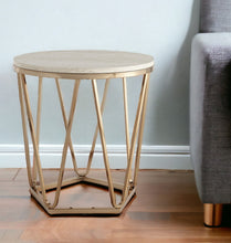 Load image into Gallery viewer, Manufactured Wood Iron Round End Table - Champagne