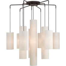 Load image into Gallery viewer, Nine Light Metal Dimmable Chandelier With Shades - Bronze / Cream