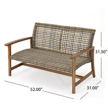 Load image into Gallery viewer, Outdoor Rattan Loveseat With Wooden Legs - Brown