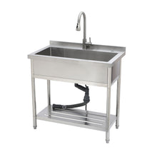 Load image into Gallery viewer, Stainless Steel Freestanding Utility Sink With Pull Out Faucet, Large Single Bowl - Brushed Nickel