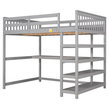 Load image into Gallery viewer, Loft Bed With Storage Shelves And Under Bed Desk