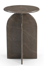 Load image into Gallery viewer, Marble Round Pedestal End Table - Brown