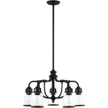 Load image into Gallery viewer, 21" Five Light Dimmable Chandelier With Shades - Black