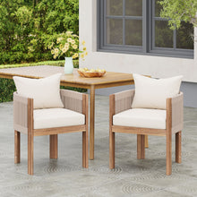 Load image into Gallery viewer, Matera - Patio Dining Chair (Set of 2) With Wraparound Back And Removable Cushion Cover - Teak / Beige
