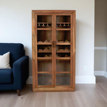 Load image into Gallery viewer, 42" Solid Wood And Glass Bar Cabinet With Four Shelves - Brown