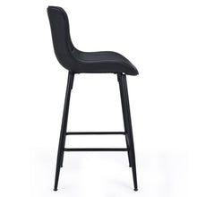 Load image into Gallery viewer, Faux Leather Metal Low Back Counter Height Bar Chairs (Set of 2) - Black