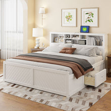 Load image into Gallery viewer, Platform Bed With Multi Storage Headboard, USB And Drawers