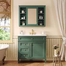 Load image into Gallery viewer, Bathroom Vanity With Mirror Cabinet, Single Sink With 2 Soft Closing Doors And 4 Drawers